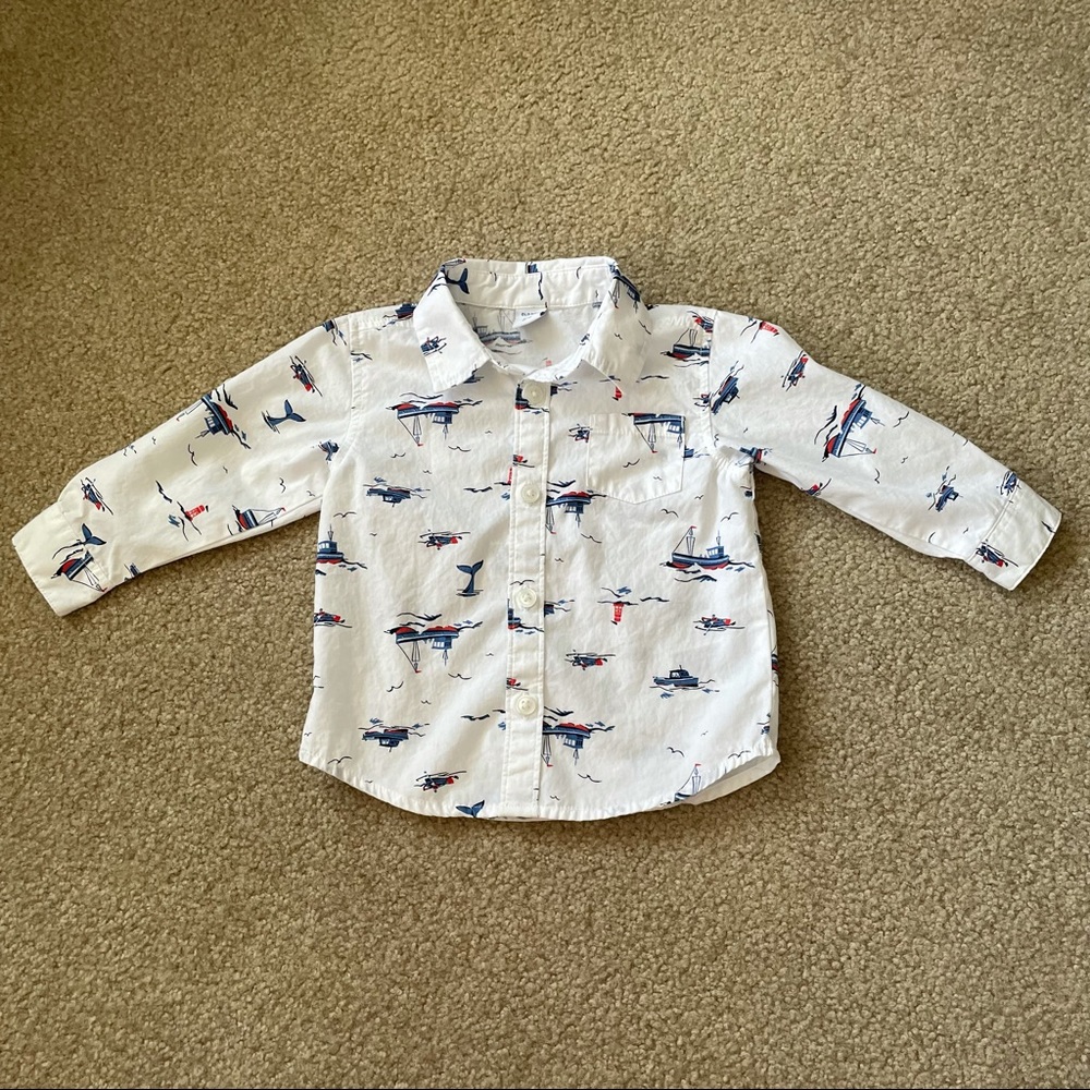 Old Navy Nautical Button Up Shirt 6-12 Months